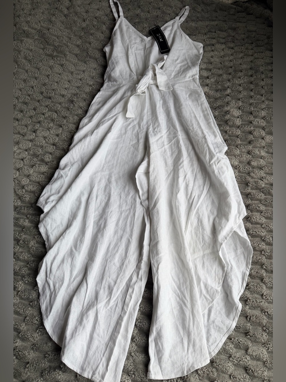 NWT White Tie Front Wide Leg Jumpsuit Romper